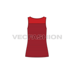 Womens sport fashion tank top flat sketch, back view