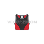 Womens sport mesh bra flat sketch, front view
