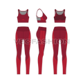 Womens sport mesh suit flat sketch, showing all views, front, side and back