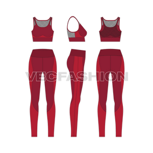 A new template for Women's Sport Mesh Suit. The body is made with lycra and it is designed with mesh panels on shoulder and on the back. This template is created in Adobe Illustrator CC and fully editable. 