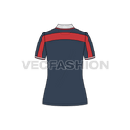 Womens sport polo neck t-shirt flat sketch, back view