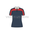 Womens sport polo neck t-shirt flat sketch, front view
