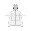Women's Sport Puffer Jacket flat sketch, front view