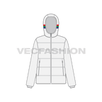 Women's Sport Puffer Jacket flat sketch, front view