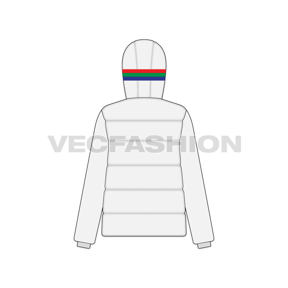 Women's Sport Puffer Jacket flat sketch, back view