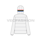 Women's Sport Puffer Jacket flat sketch, back view