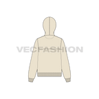 Womens sport pullover hoodie flat sketch, back view
