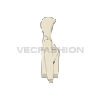 Womens sport pullover hoodie flat sketch, side view