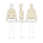 Womens sport pullover hoodie flat sketch, croqui sketch