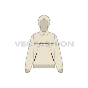 A new fashion flat for Women's Sport Pullover Hoodie, it is colored in three colors and have functional pockets on middle chest and two on sides yet keeping a clean look. 