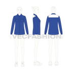 Womens sport sailing shirt flat sketch, croqui sketch