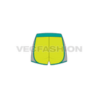 Womens sport shorts, double layer flat sketch, back view