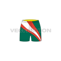 Womens sport shorts, wave panel flat sketch, front view
