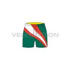 Womens sport shorts, wave panel flat sketch, front view