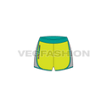 Womens sport shorts, double layer flat sketch, front view