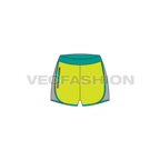 Womens sport shorts, double layer flat sketch, front view
