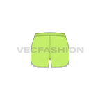 Womens sport shorts, curved hem flat sketch, back view