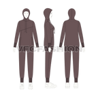 Womens sport sweatsuit flat sketch, on croqui