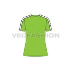 Womens sport t-shirt flat sketch, back view