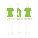 Womens sport t-shirt flat sketch, croqui sketch