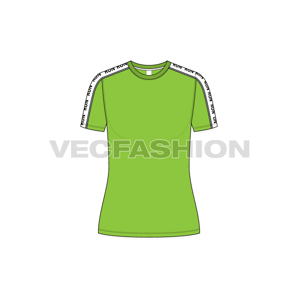 Womens sport t-shirt flat sketch, front view