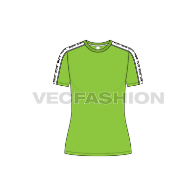 A very trendy and fast runner style for Women's Sport T-shirt template. There is a sublimation brand tape on the sleeves. 