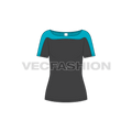 Womens sport t-shirt top flat sketch, front view
