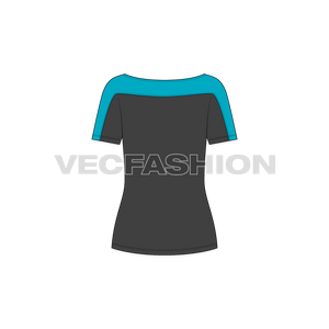 A Women's Sport T-shirt Top template with a newly designed Hump Neck. It is rendered in two colourways.