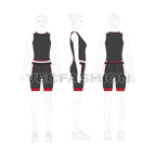 Womens sport tee and shorts set flat sketch, on croqui
