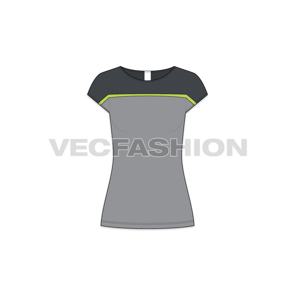 A Women's Sport Training Top Vector Template with Kimono Sleeve. This vector template is designed keeping all aspects of movements and performance. 