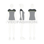 Womens sport training top flat sketch, croqui sketch