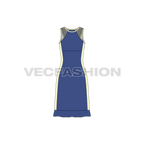 Womens sport tunic flat sketch, front view