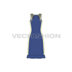 Womens sport tunic flat sketch, back view