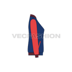 Women's Sport Varsity Jacket flat sketch, side view