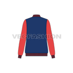 Women's Sport Varsity Jacket flat sketch, back view