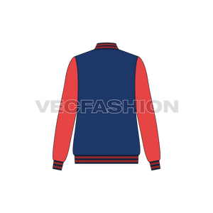 A vector template of Women's Sport Varsity Jacket also known as American Baseball Jacket. This jacket is normally made in two colors, the Main Body to be different than sleeves.