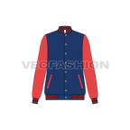 Women's Sport Varsity Jacket flat sketch, front view
