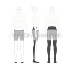 Womens sport yoga pants flat sketch, on croqui