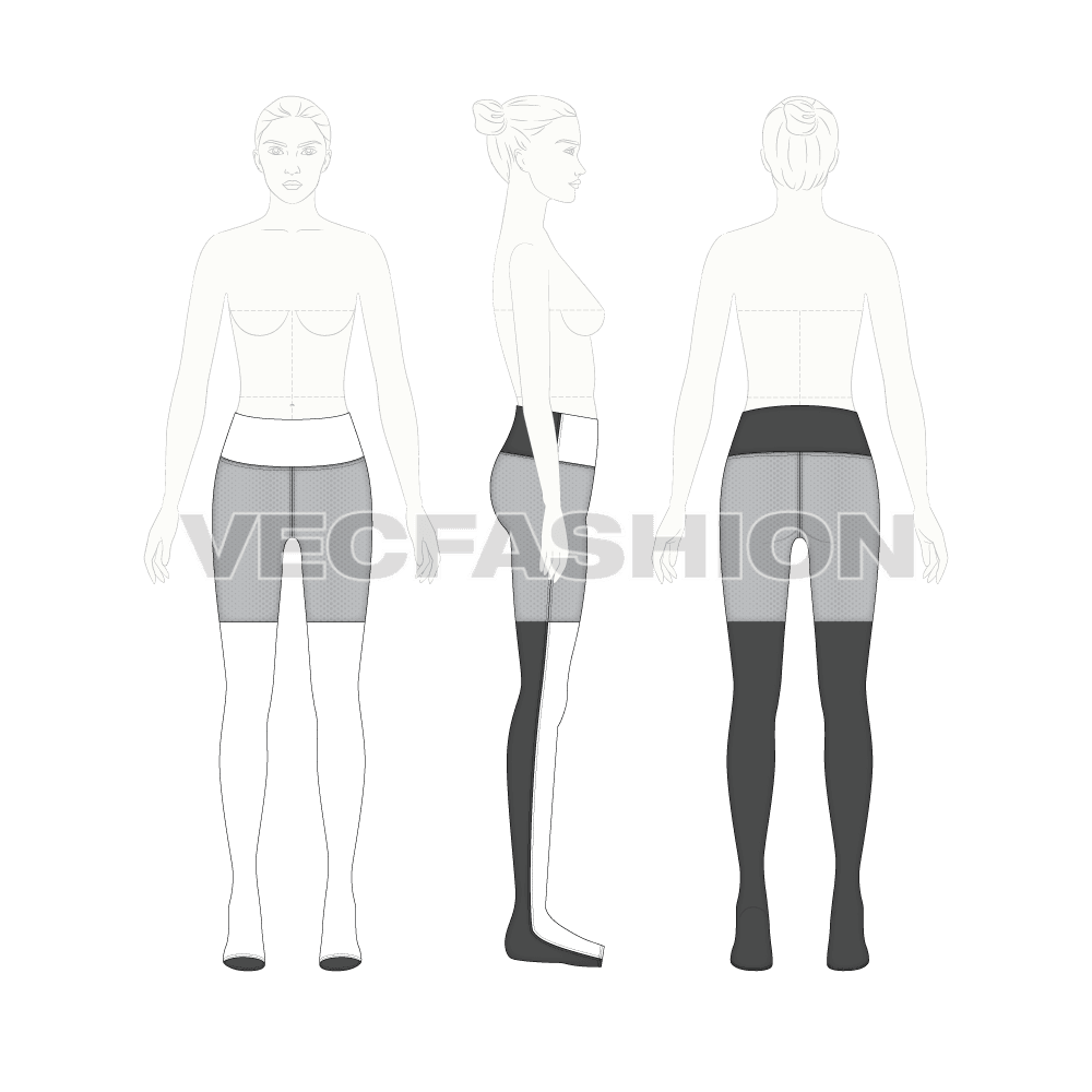 Vector sport leggings fashion CAD, woman lounge or yoga leggings