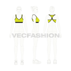 Womens sports bra flat sketch, croqui sketch