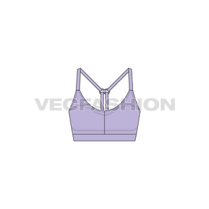 A vector fashion sketch template of Women's Sports Bra. It is usually made with compression material and straps are attached to keep in place. 