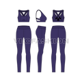 Womens sports set flat sketch, showing all views, front, side and back
