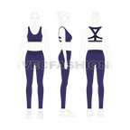 Womens sports set flat sketch, on croqui