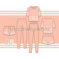 Women's Loungewear Vector Fashion Set, inspired by Spring Summer 2018 Fashion Trends. It has 3 most essential items in a very clean and sporty look. 