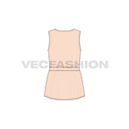 Womens square neck blouse flat sketch, back view