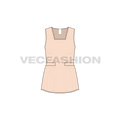 Womens square neck blouse flat sketch, front view