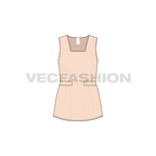 Womens square neck blouse flat sketch, front view