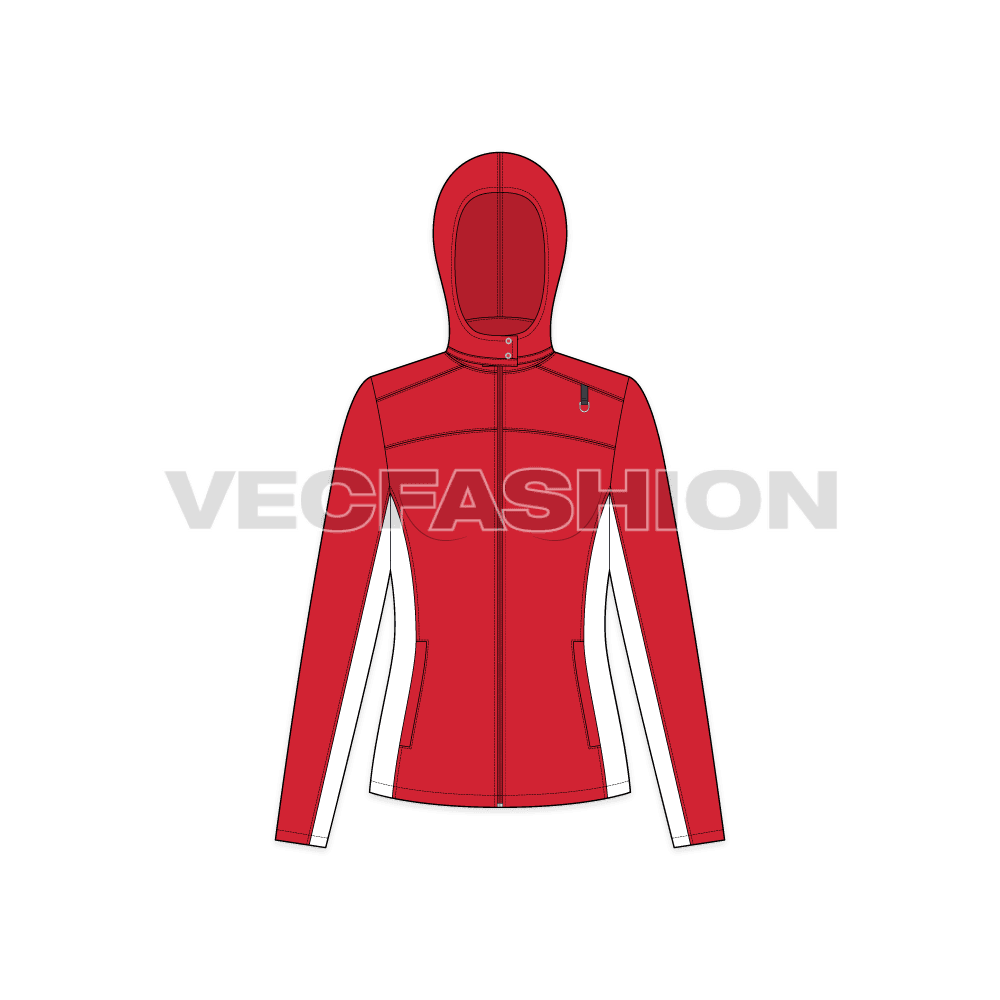 Women's Storm Racer Jacket flat sketch, front view