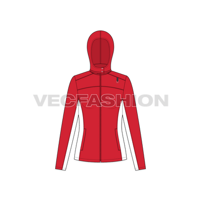 A vector template for Women's Storm Racer Jacket. This vector template has a separate Hood Sketch to show better design details.