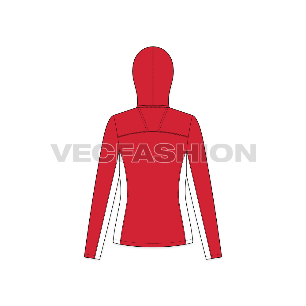 Women's Storm Racer Jacket flat sketch, back view